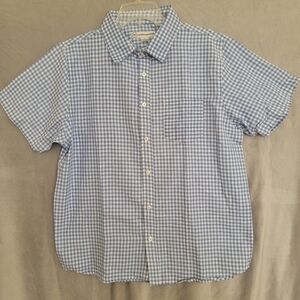 Real Essentials Light Blue and White Checkered Button Down Shirt, Size L, New